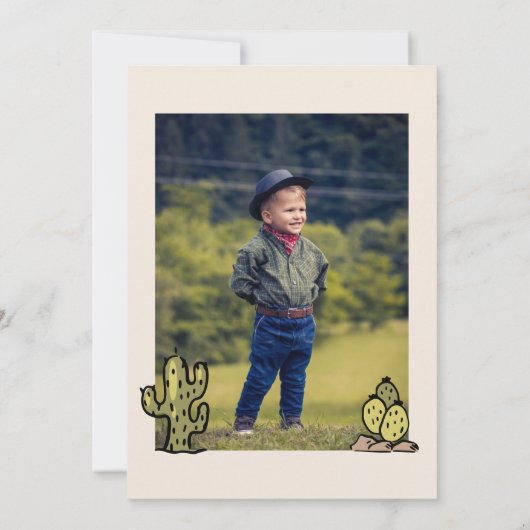 Eerste Rodeo Wild West Hand getrokken Kids Verjaar Kaart (Achterkant)