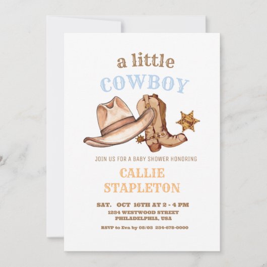 Eerste Rodeo Wild West Party Baby shower Boy Kaart (Voorkant)