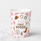 Eerste rodeo wild west roze meisje eerste verjaard papieren bekers (Achterkant)