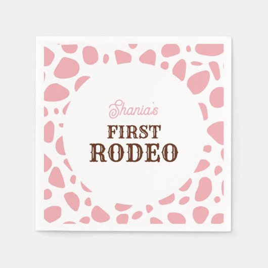 Eerste rodeo wild west roze meisje eerste verjaard servet (Voorkant)