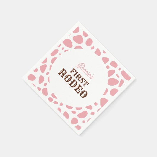 Eerste rodeo wild west roze meisje eerste verjaard servet (Hoek)