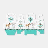 Eerste rodeo zuidwestelijk turkooi paard bedankdoosjes (Uitgevouwen)