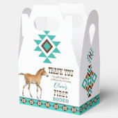 Eerste rodeo zuidwestelijk turkooi paard bedankdoosjes (Geopend)