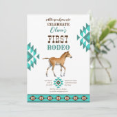 Eerste rodeo zuidwestelijk turkooi paard kaart (Staand voorkant)