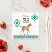 Eerste rodeo zuidwestelijk turkooi paard servet (Insitu)