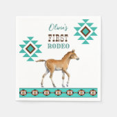 Eerste rodeo zuidwestelijk turkooi paard servet (Voorkant)
