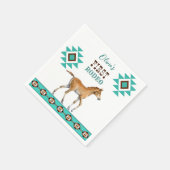 Eerste rodeo zuidwestelijk turkooi paard servet (Hoek)