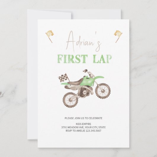 Eerste RONDE Groene Vuilfiets Verjaardag uitnodigi Kaart (Voorkant)