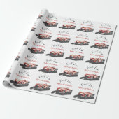 Eerste Ronde Race Auto 1e Verjaardag Cadeaupapier (Uitgerold)