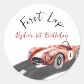 Eerste Ronde Race Auto 1e Verjaardag Sticker (Voorkant)