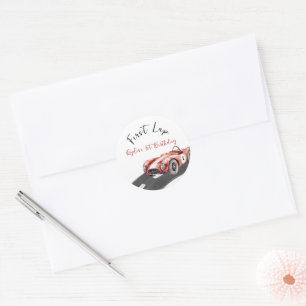 Eerste Ronde Race Auto 1e Verjaardag Sticker