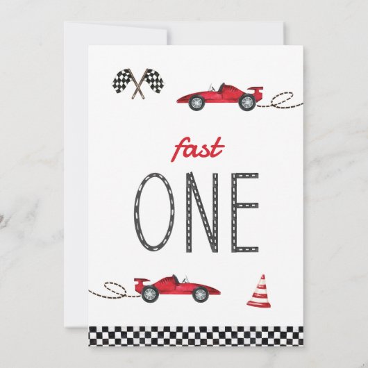 Eerste ronde race auto 1e verjaardag uitnodiging (Achterkant)