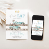 Eerste ronde race auto tweeling verjaardag uitnodi kaart