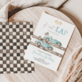 Eerste ronde race auto tweeling verjaardag uitnodi kaart