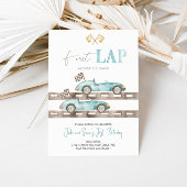 Eerste ronde race auto tweeling verjaardag uitnodi kaart