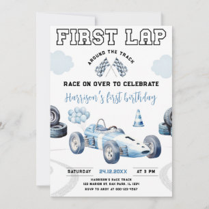 Eerste ronde raceauto rond het circuit 1e verjaard kaart