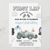 Eerste ronde raceauto rond het circuit 1e verjaard kaart (Voorkant / Achterkant)
