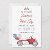 Eerste ronde rond de baan race auto 1e verjaardag kaart (Voorkant)