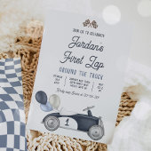 Eerste ronde rond de baan race auto 1e verjaardag kaart