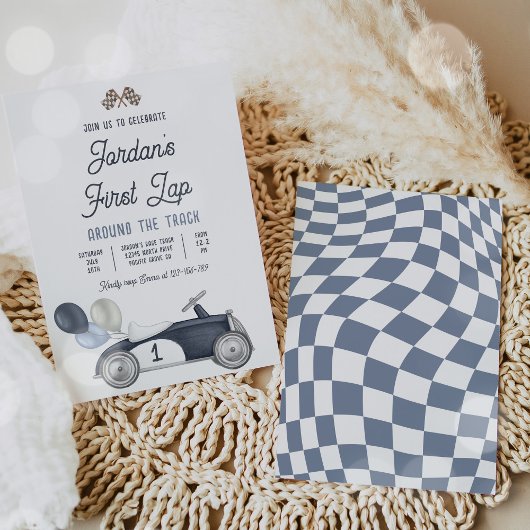 Eerste ronde rond de baan race auto 1e verjaardag kaart