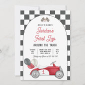 Eerste ronde rond de baan race auto 1e verjaardag kaart (Voorkant)