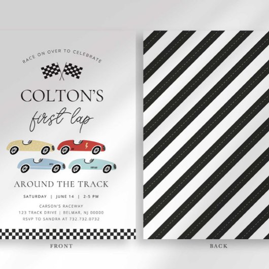 Eerste ronde rond de Track verjaardagsuitnodiging Kaart