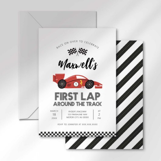 Eerste ronde rond de Track verjaardagsuitnodiging Kaart