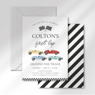 Eerste ronde rond de Track verjaardagsuitnodiging Kaart