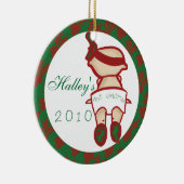 Eerste rood en groene Kerstmis van de baby Keramisch Ornament (Rechts)