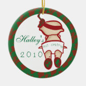 Eerste rood en groene Kerstmis van de baby Keramisch Ornament (Voorkant)