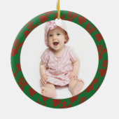 Eerste rood en groene Kerstmis van de baby Keramisch Ornament (Achterkant)