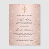 Eerste roos goudglitter luxe van de gemeenschap magnetische uitnodiging (Voorkant)