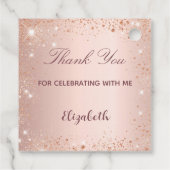 Eerste roos goudglitter van de gemeenschap bedankjes labels (Achterkant)