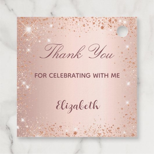 Eerste roos goudglitter van de gemeenschap bedankjes labels (Achterkant)