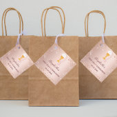 Eerste roos goudglitter van de gemeenschap bedankjes labels