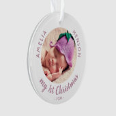 Eerste roze foto van mijn eerste kerstBaby Ornament (voorkant)