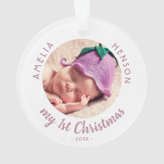 Eerste roze foto van mijn eerste kerstBaby Ornament (achterkant)