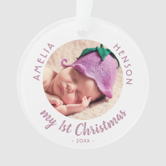 Eerste roze foto van mijn eerste kerstBaby Ornament (voorkant)