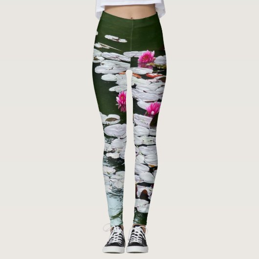 Eerste roze waterlilies leggings (Voorkant)