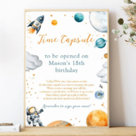 Eerste ruimte avontuur jongen verjaardag tijdscaps poster