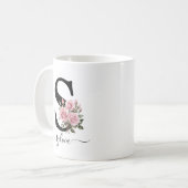 Eerste S Monogram Bloem Roze Rozen Mok (Voorkant links)