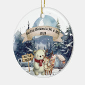 Eerste Schattigee Kerst Pas getrouwd Keepsake Orna Keramisch Ornament (Links)