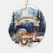 Eerste Schattigee Kerst Pas getrouwd Keepsake Orna Keramisch Ornament (Links)