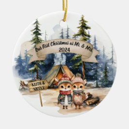 Eerste Schattigee Kerst Pas getrouwd Keepsake Orna Keramisch Ornament