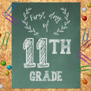 Eerste schooldag, 1e schooldag van de 11e klas, Ju Foto Afdruk