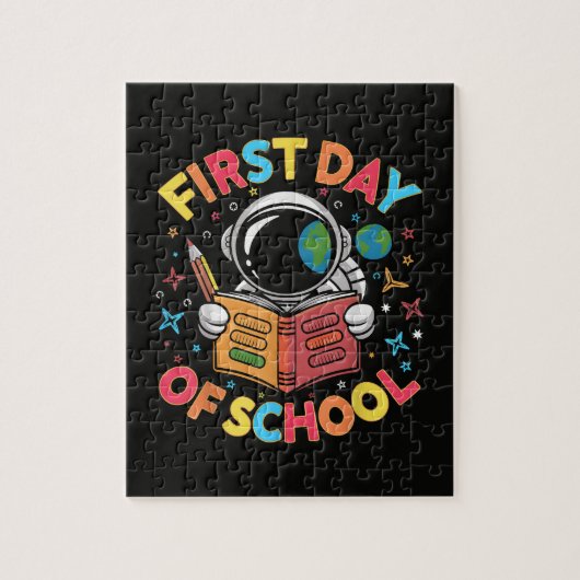 Eerste schooldag astronaut ruimte terug naar schoo legpuzzel (Verticaal)