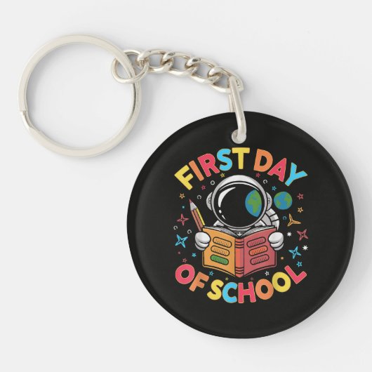 Eerste schooldag astronaut ruimte terug naar schoo sleutelhanger (Voorkant)