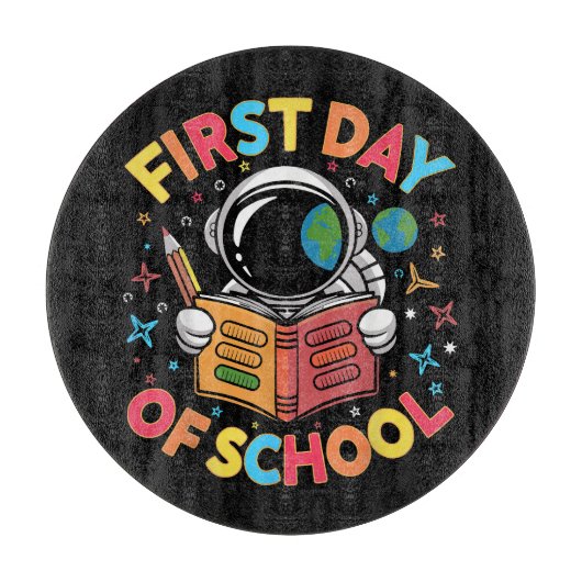 Eerste schooldag astronaut ruimte terug naar schoo snijplank (Voorkant)