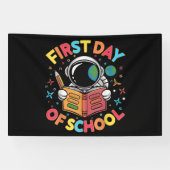 Eerste schooldag astronaut ruimte terug naar schoo spandoek (Horizontaal)