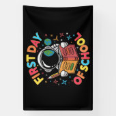 Eerste schooldag astronaut ruimte terug naar schoo spandoek (Verticaal)